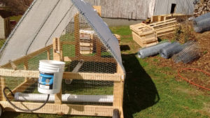 One of 10 poultry shelters to be used for chickens or turkeys. This has been one of Tyler's late winter projects as we anticipate spring and the makings of tasty chicken.